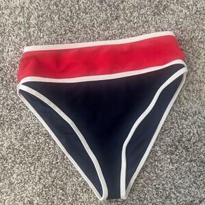 Red and navy High-Waisted Bikini Bottoms